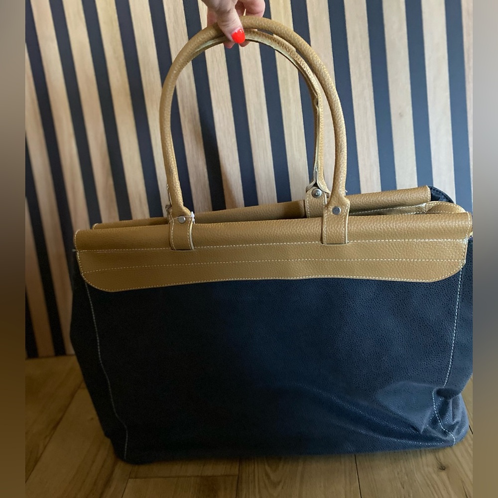 Classic Two-Tone Black and Tan Men's Tote Bag